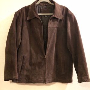 Knightsbridge brown genuine leather suede coat